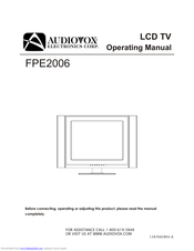 Audiovox FPE2006 Operating Manual