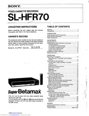 Sony SL-HFR70 Operating Instructions Manual