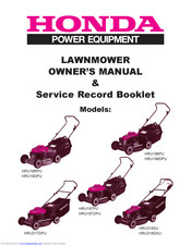 Honda HRU197DPU Owner's Manual & Service Record Booklet