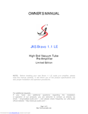 Jas Audio JAS Bravo 1.1 LE Owner's Manual