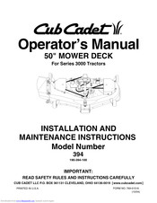 Cub Cadet 394 Operator's Manual