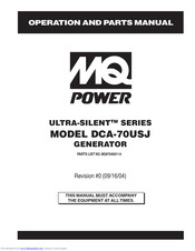 Multiquip Power Ultra-Silent DCA-70USJ Operation And Parts Manual