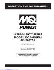 Multiquip Power Ultra-Silent DCA-85USJ Operation And Parts Manual