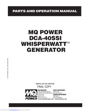 Multiquip Power WHISPERWATT DCA-40SSI Parts And Operation Manual