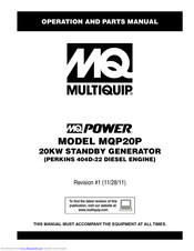 Multiquip MQP20P Operation And Parts Manual