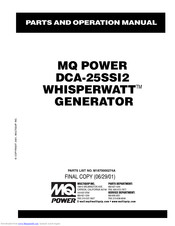Multiquip POWER WHISPERWATT DCA-25SSI2 Parts And Operation Manual