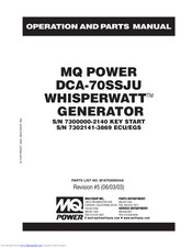 MQ Power WHISPERWATT DCA-70SSJU Operation And Parts Manual