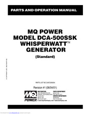 MQ Power WHISPERWATT DCA-500SSK Parts And Operation Manual