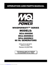 MQ Power Whisperwatt DCA-300SSK2 Operation And Parts Manual
