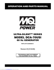 MQ Power ULTRA-SILENT DCA-70USI Operation And Parts Manual