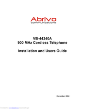 ABRIVO VB-44240A Installation And User Manual