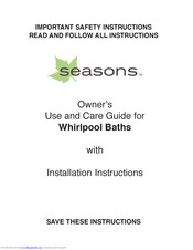 SeasonsComfort Whirlpool Baths Owner's Use And Care Manual