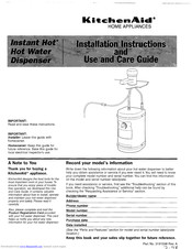 KitchenAid Instant Hot Installation Instructions And Use And Care Manual
