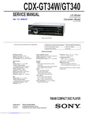 Sony CDX-GT34W - Fm/am Compact Disc Player Service Manual
