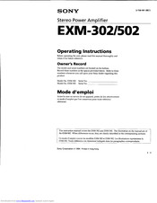 Sony EXM-502 Operating Instructions Manual
