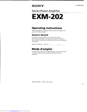 Sony EXM-202 Operating Instructions Manual