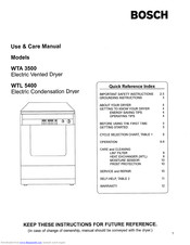 Bosch WTL 5400 Use & Care Manual