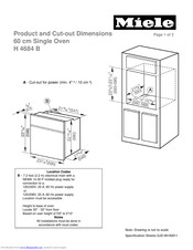 Miele H 4684 B Operating and Product Dimensions