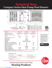 Rheem Compact Heat Pump Technical Data