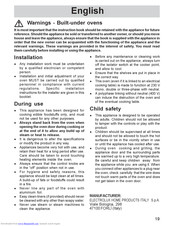 Electrolux EON3701 Installation And Operating Instructions Manual