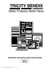 Tricity Bendix BK280 Operating And Installation Manual
