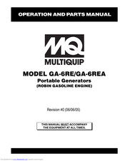 Multiquip GA-6RE Operation And Parts Manual