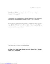 Plinius SA-50 Instruction Manual