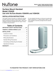 NuTone VSA4S Installation Instructions Manual