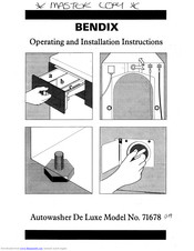 Tricity Bendix De Luxe 71678 Operating And Installation Manual