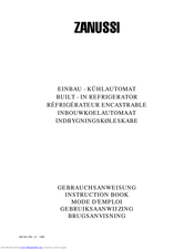 Zanussi BUILT-IN REFRIGERATOR Instruction Book