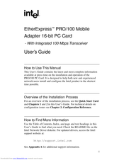 Intel EtherExpress PRO/100 MBLA1600 User Manual