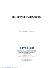 OPTO 22 BD-DEVNET User Manual