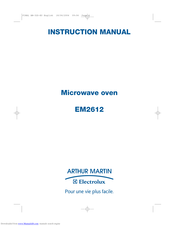 Electrolux Arthur Martin EM2612 Instruction Manual