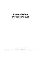 Roland JUNO-Di Editor Owner's Manual