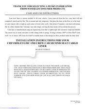 Husky Liners 2992 Care And Use Instructions