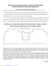 Husky Liners 6582 Care And Use Instructions