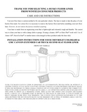 Husky Liners 6250 Care And Use Instructions