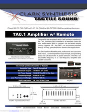 Clark Synthesis TACTILE SOUND TA0.1 Specification