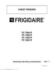 FRIGIDAIRE FC 1459 R Operating And Installation Manual
