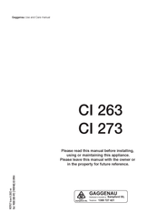 GAGGENAU CI 263 Use And Care Manual