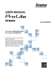 IIYAMA ProLite XB2485WSU User Manual
