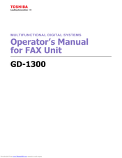 Toshiba GD-1300 Operator's Manual