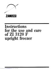 Zanussi ZI 3120 F Instructions For The Use And Care