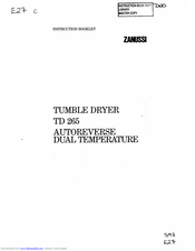 Zanussi TD 265 Instruction Booklet