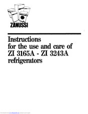 Zanussi ZI 3243A Instructions For The Use And Care