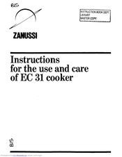 Zanussi EC 31 Instructions For The Use And Care