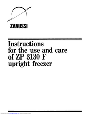 Zanussi ZP 3130 F Instructions For The Use And Care
