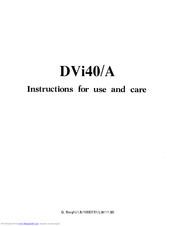 Zanussi DVi40/A Instructions For Use And Care Manual