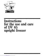 Zanussi DV 85 Instructions For The Use And Care