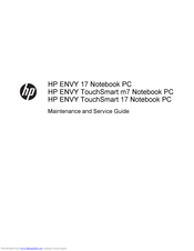 HP ENVY TouchSmart 17 Maintenance And Service Manual
